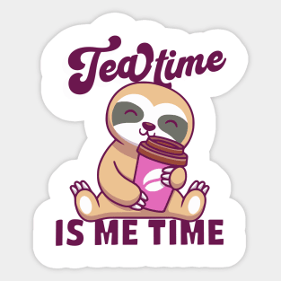 Tea Time is Me Time Sloth with Cup Sticker